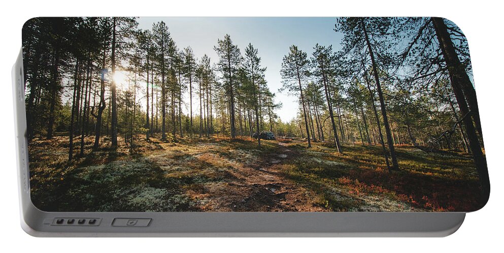 Outside Portable Battery Charger featuring the photograph Sunset in the Finnish wilderness by Vaclav Sonnek
