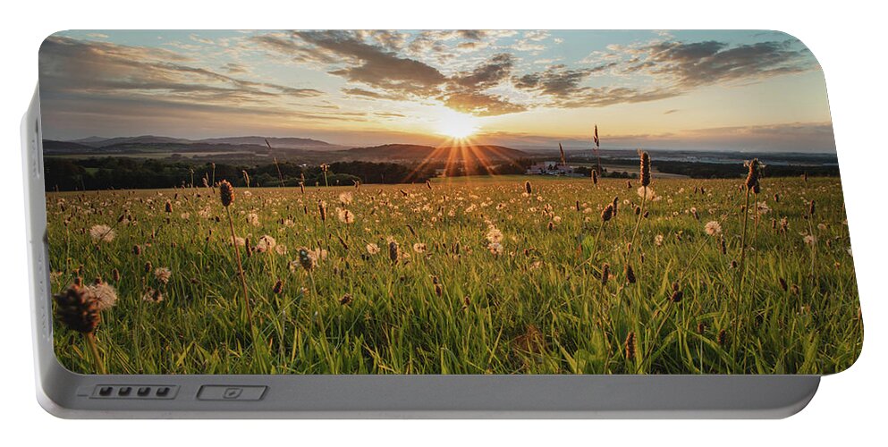 Raskovice Portable Battery Charger featuring the photograph Sunset in the village of Raskovice in the east of the Czech Republic by Vaclav Sonnek
