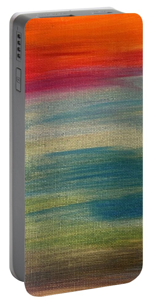 Oil Portable Battery Charger featuring the painting Sunset by Lisa White