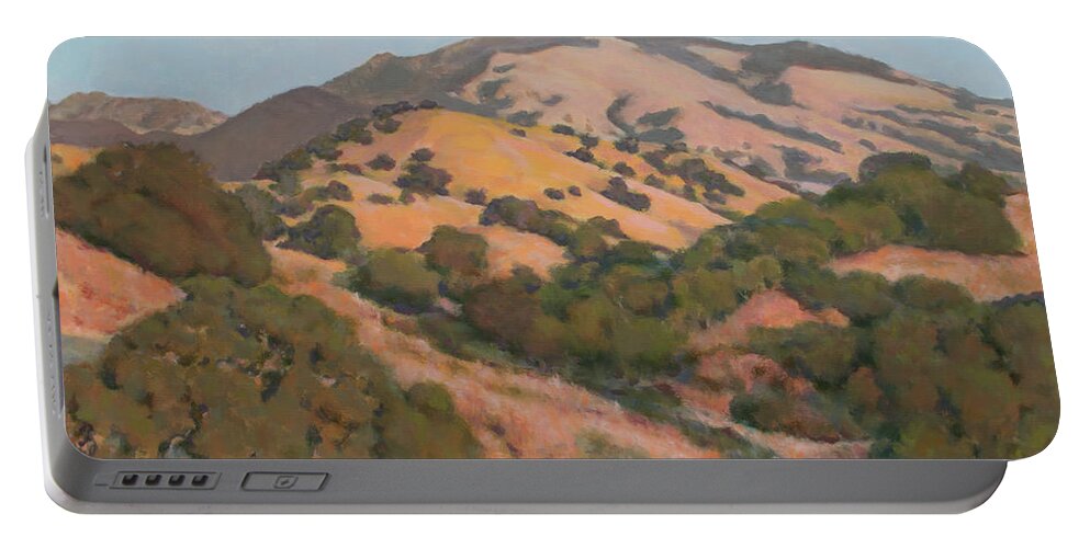 Mountdiablo Portable Battery Charger featuring the painting Sunset Mount Diablo by Kerima Swain