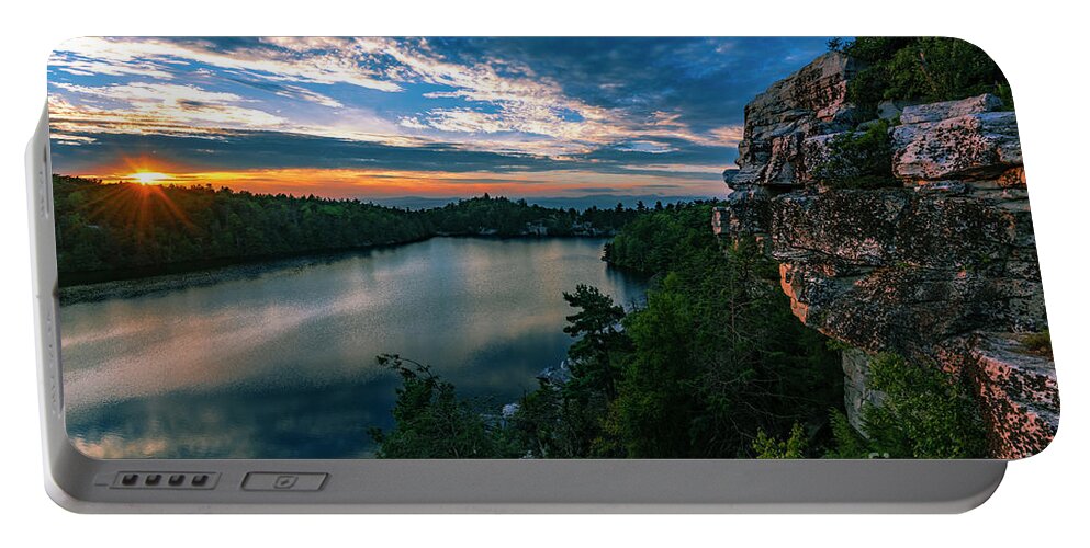 2018 Portable Battery Charger featuring the photograph Sunset on a Secret Lake by Stef Ko