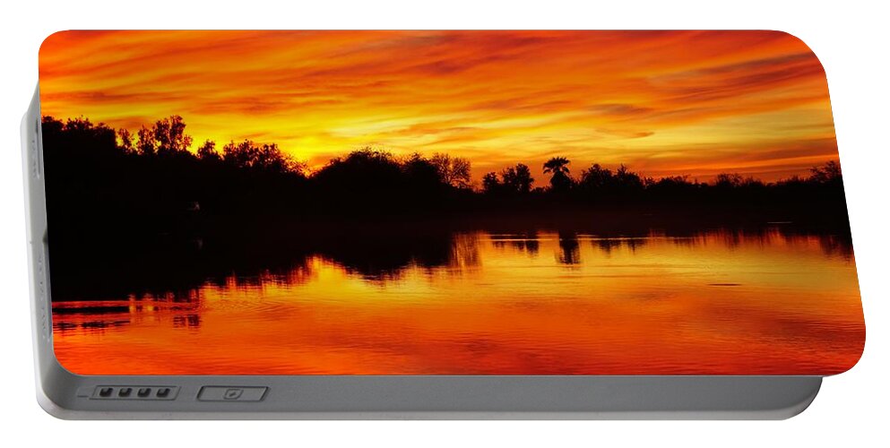 Fortuna Pond Portable Battery Charger featuring the photograph Sunset On The Pond by Tranquil Light Photography