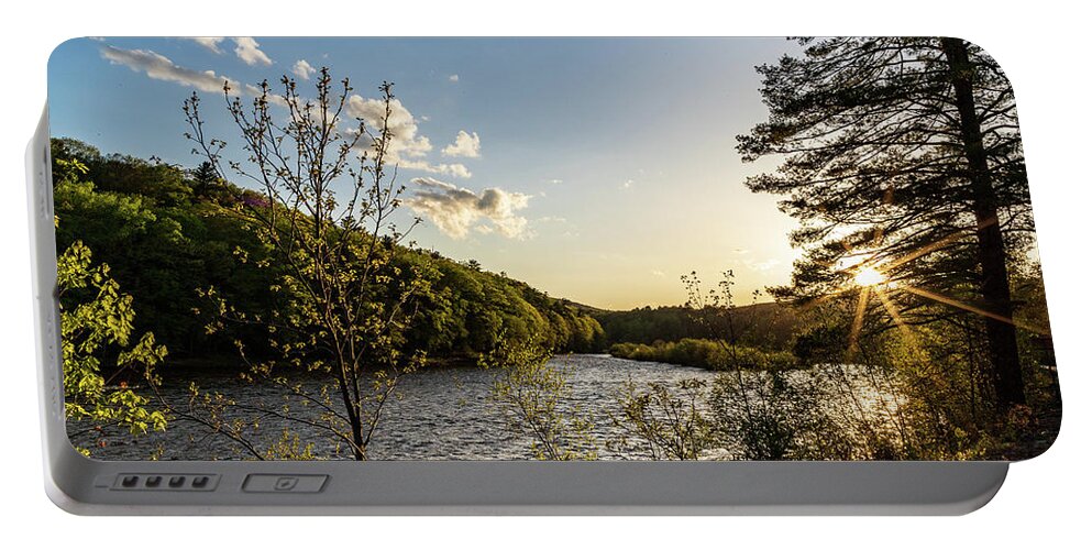Sunset Portable Battery Charger featuring the photograph Sunset on the Upper Delaware Scenic and Recreational River by Amelia Pearn
