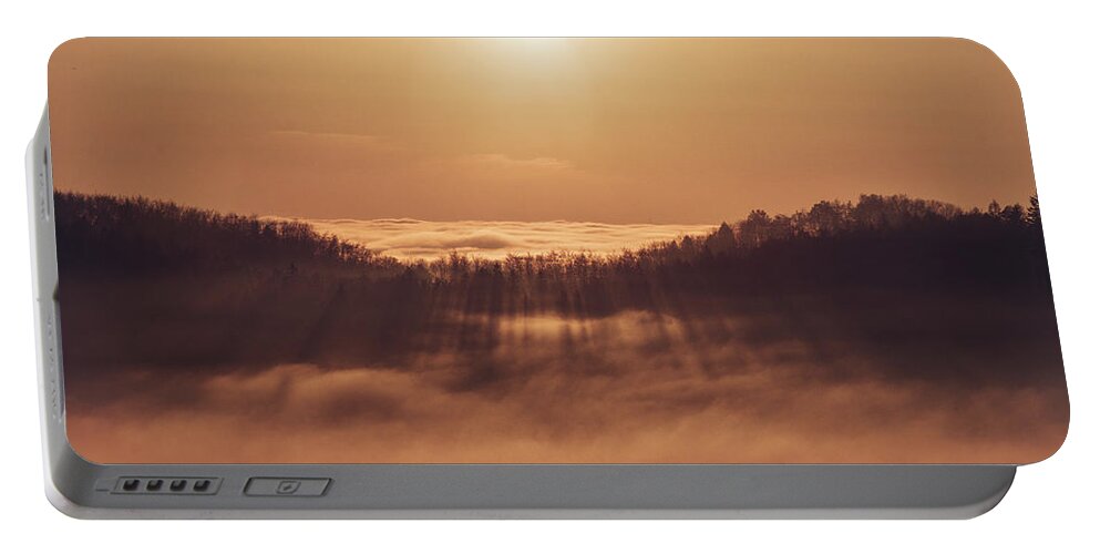 Palkovicke Hurky Portable Battery Charger featuring the photograph Sunset over a sea of clouds by Vaclav Sonnek