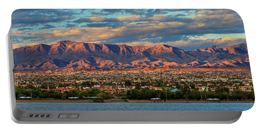 Panorama Portable Battery Charger featuring the photograph Sunset Over Havasu by James Eddy