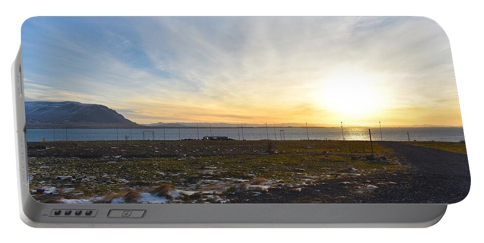 Sunset Portable Battery Charger featuring the photograph Sunset Over Iceland 1 by Nina Kindred