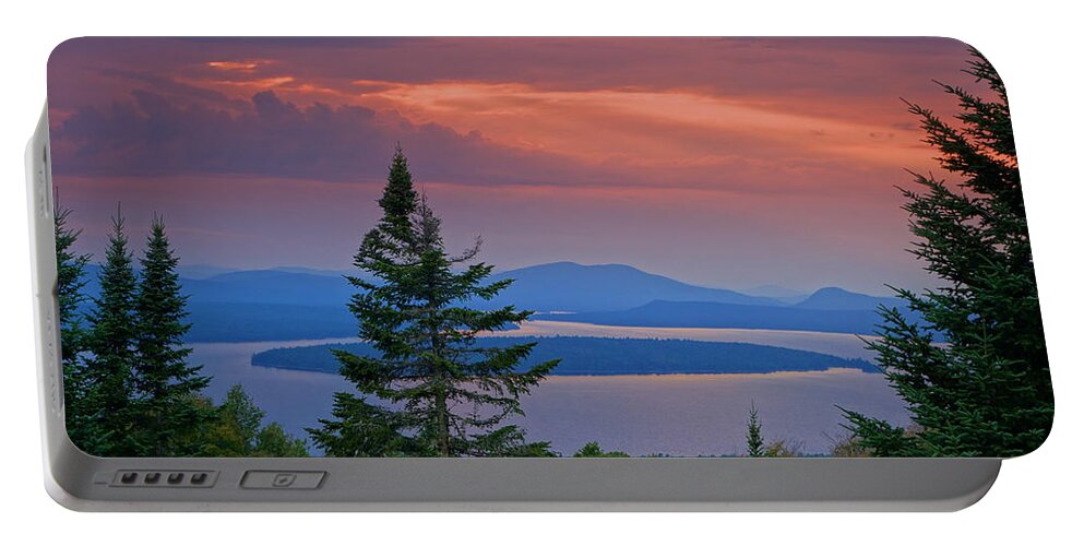 Sun Portable Battery Charger featuring the photograph Sunset Over Mooselookmeguntic Lake by Russ Considine