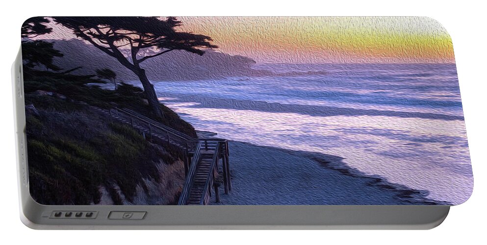 Ngc Portable Battery Charger featuring the photograph Sunset Painting at Carmel Beach by Robert Carter