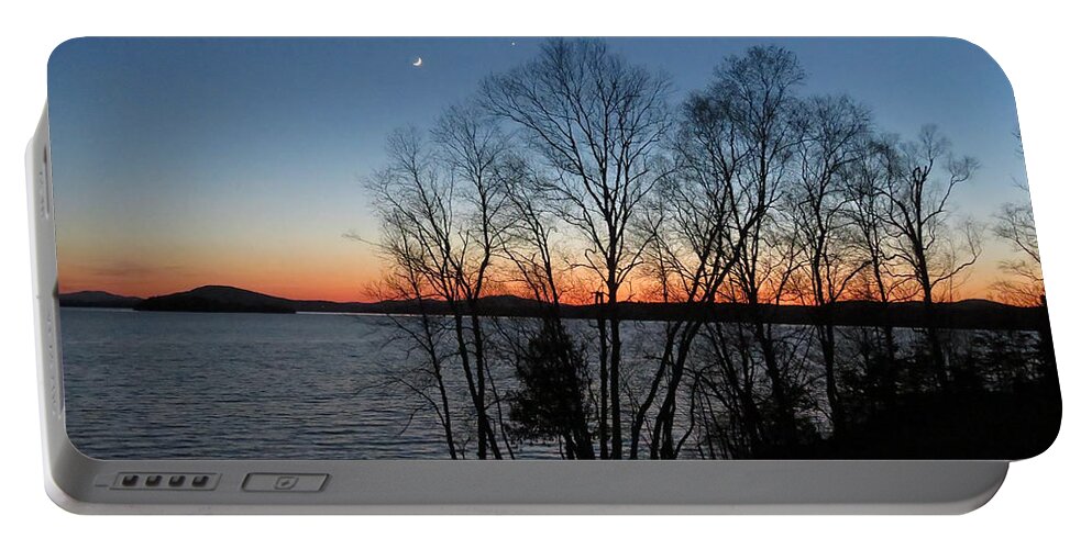 Sunset Portable Battery Charger featuring the photograph Sunset Quarter Moon and Venus by Russel Considine