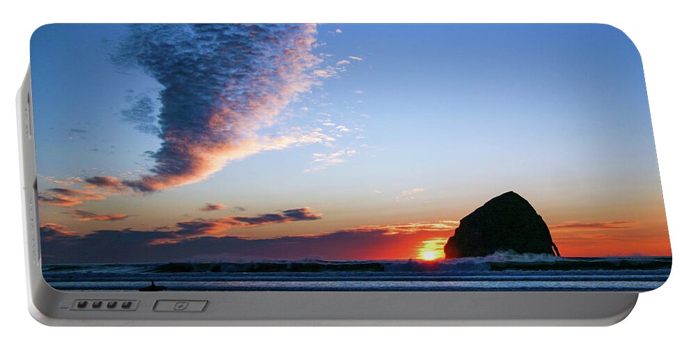 Pacific Northwest Portable Battery Charger featuring the photograph Sunset Surfer by Leslie Struxness