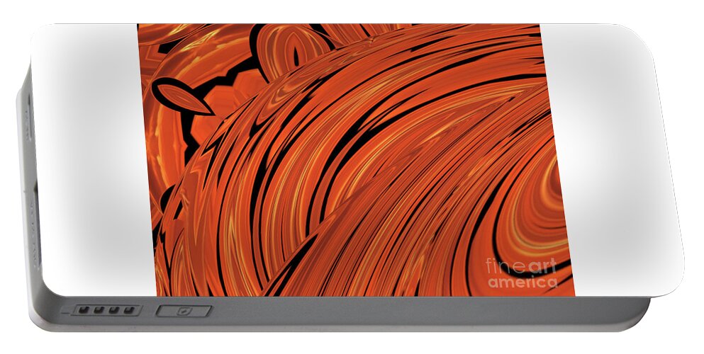 Kaleidoscope Portable Battery Charger featuring the digital art Sunset Swirl by Charles Robinson