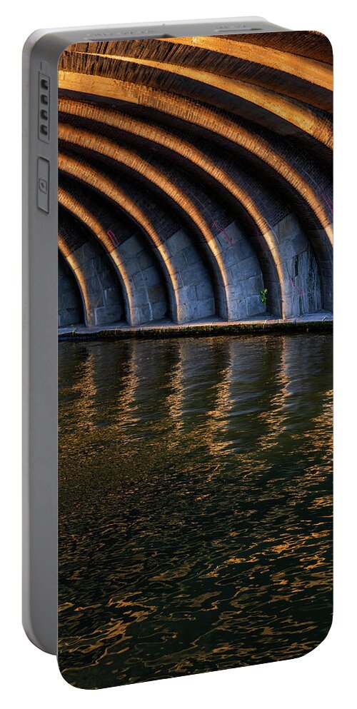Abstract Portable Battery Charger featuring the photograph Sunset Under The Bridge by Artur Bogacki
