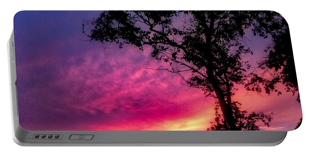 Sunset  Portable Battery Charger featuring the photograph Sunset with a tree by Kelsea Peet