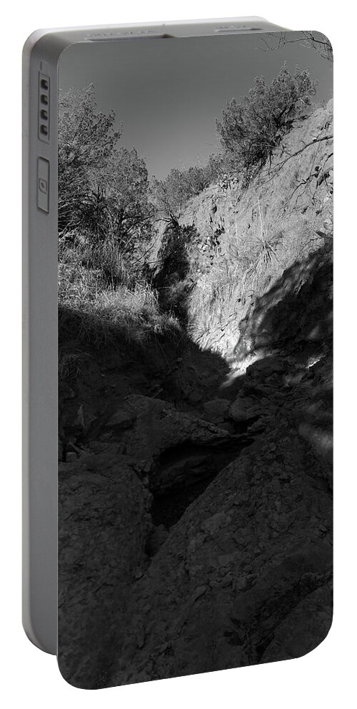 Richard E. Porter Photography Portable Battery Charger featuring the photograph Sunshine and Shade-Dry Creek Bed - Caprock Canyons State Park, Texas by Richard Porter