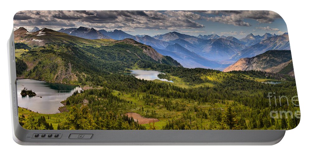 Sunshine Portable Battery Charger featuring the photograph Sunshine Meadows Canadian Rockies Panorama by Adam Jewell
