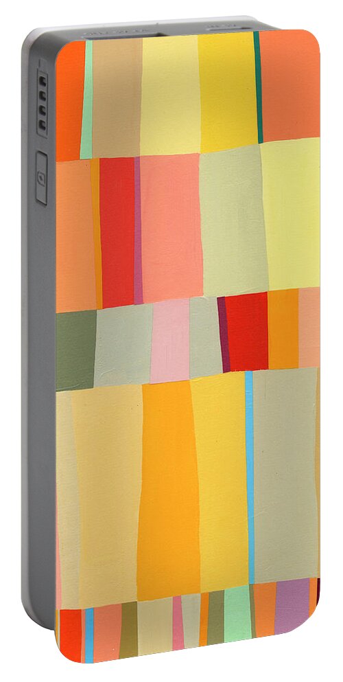 Jane Davies Portable Battery Charger featuring the painting Sunshine Stripes by Jane Davies