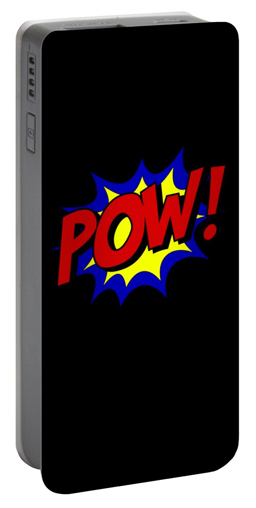 Funny Portable Battery Charger featuring the digital art Superhero Pow by Flippin Sweet Gear