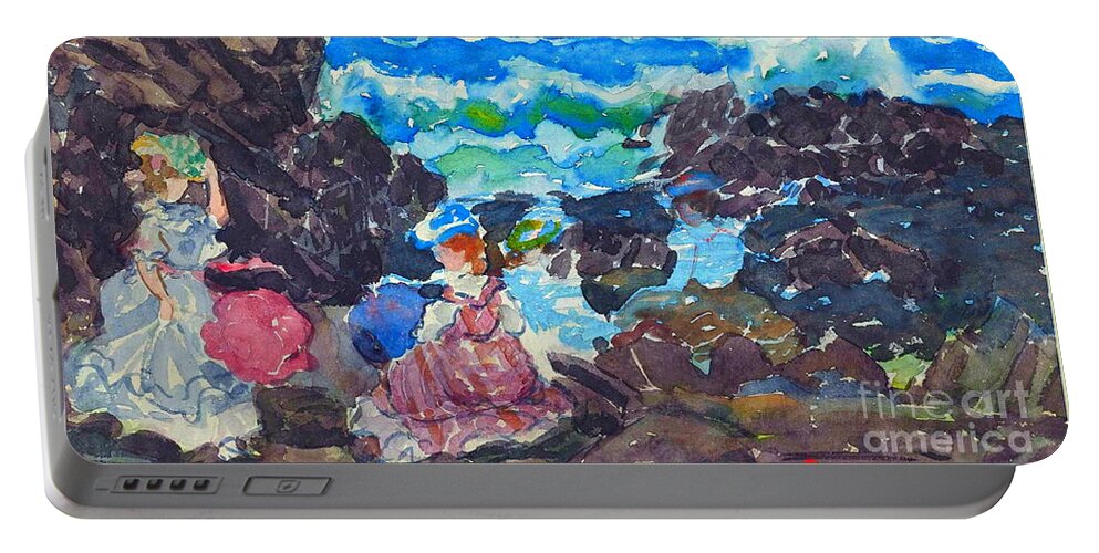 Surf Portable Battery Charger featuring the painting Surf, Cohasset by Maurice Prendergast