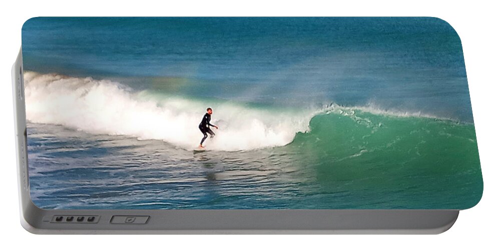 Surf Portable Battery Charger featuring the photograph Surfing Rainbows by Dani McEvoy