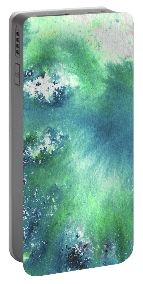Waves Portable Battery Charger featuring the painting Surfing The Waves Of The Ocean Abstract Contemporary Art VIII by Irina Sztukowski