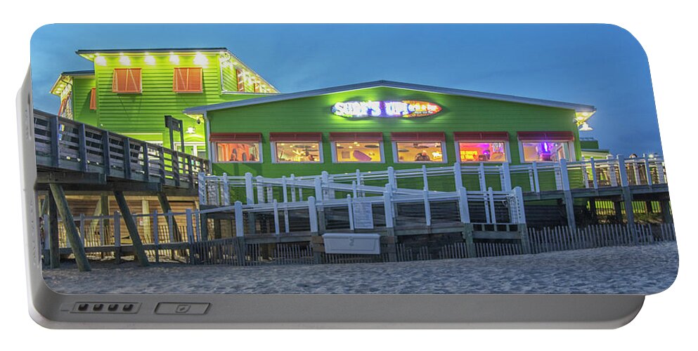 Surfs Up Portable Battery Charger featuring the photograph Surfs Up Grill and Bar - Emerald Isle North Carolina by Bob Decker