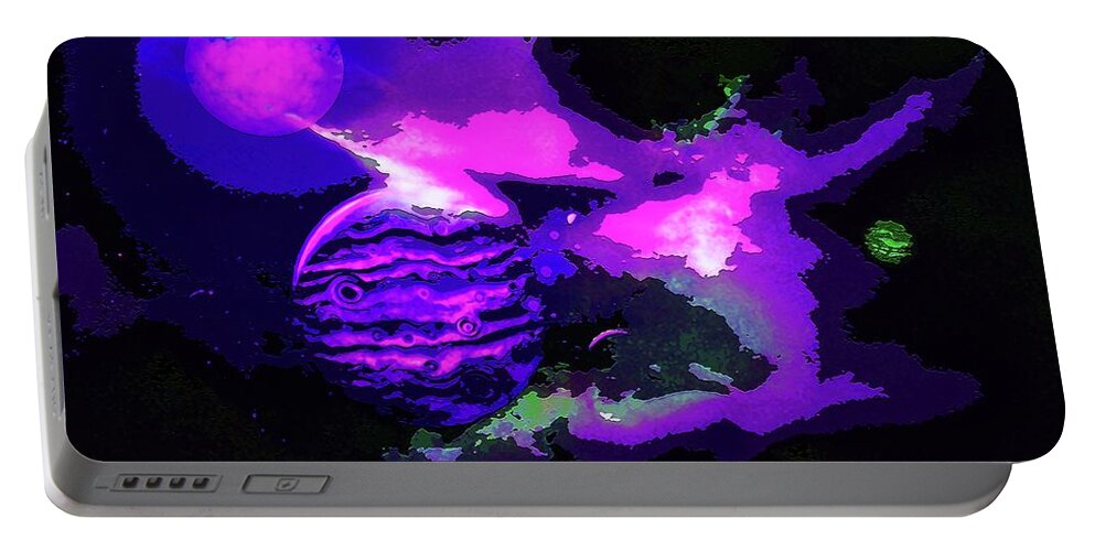  Portable Battery Charger featuring the digital art Surreal Planets and Clouds in Space by Don White Artdreamer