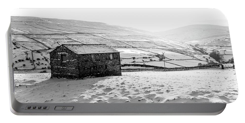 Panorama Portable Battery Charger featuring the photograph Swaledale Barn Yorkshire Dales by Sonny Ryse