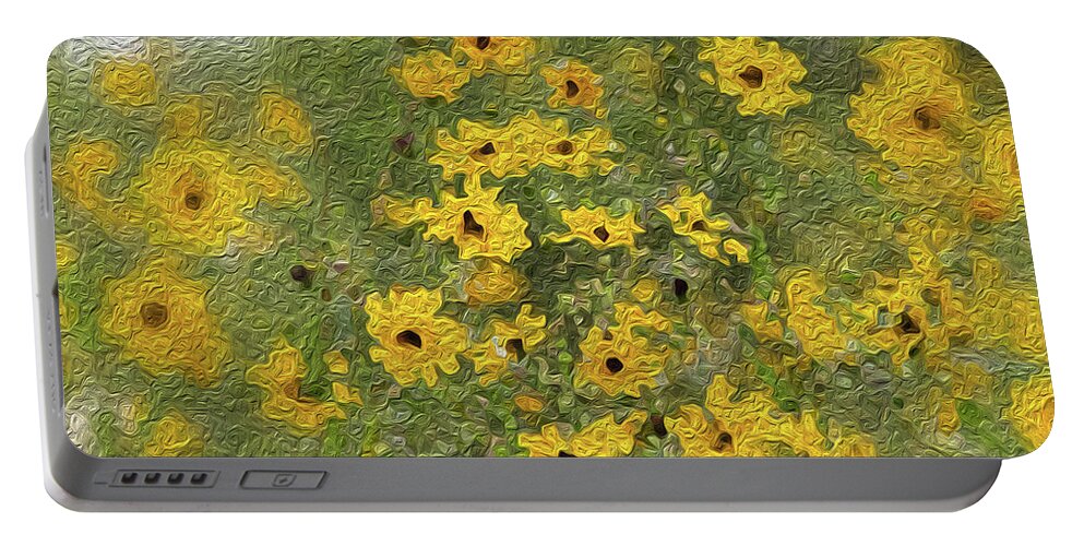 Swamp Flowers Portable Battery Charger featuring the digital art Swamp Sunflowers by Patti Powers