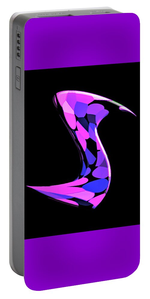 Abstract Portable Battery Charger featuring the digital art Swan Abstract by Ronald Mills