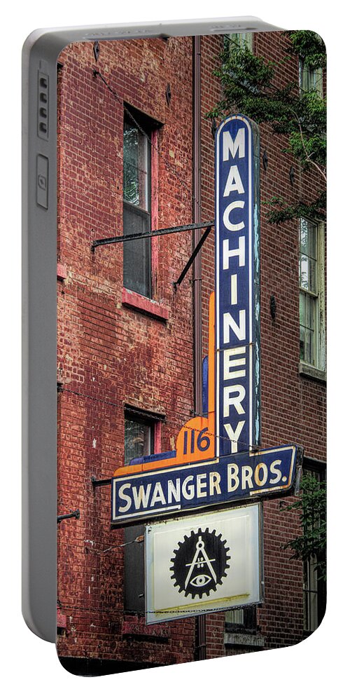 Vintage Portable Battery Charger featuring the photograph Swanger Brothers Vintage Sign Philadelphia by Kristia Adams