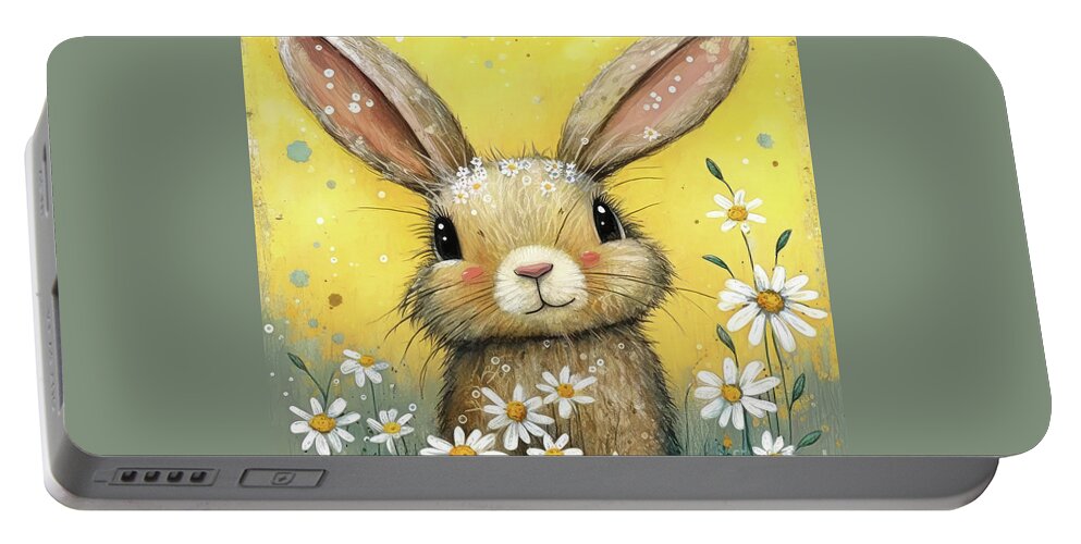 Bunny Portable Battery Charger featuring the painting Sweet Bella Bunny by Tina LeCour