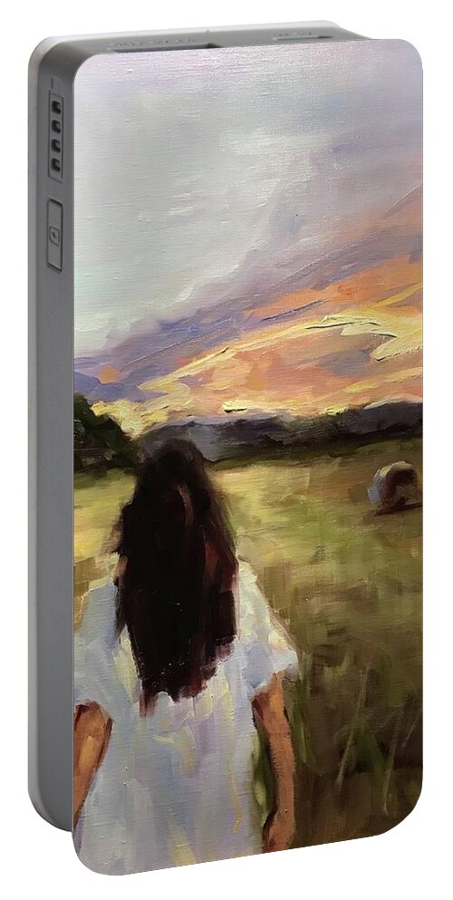 Figurative Portable Battery Charger featuring the painting Sweet days of summer by Ashlee Trcka