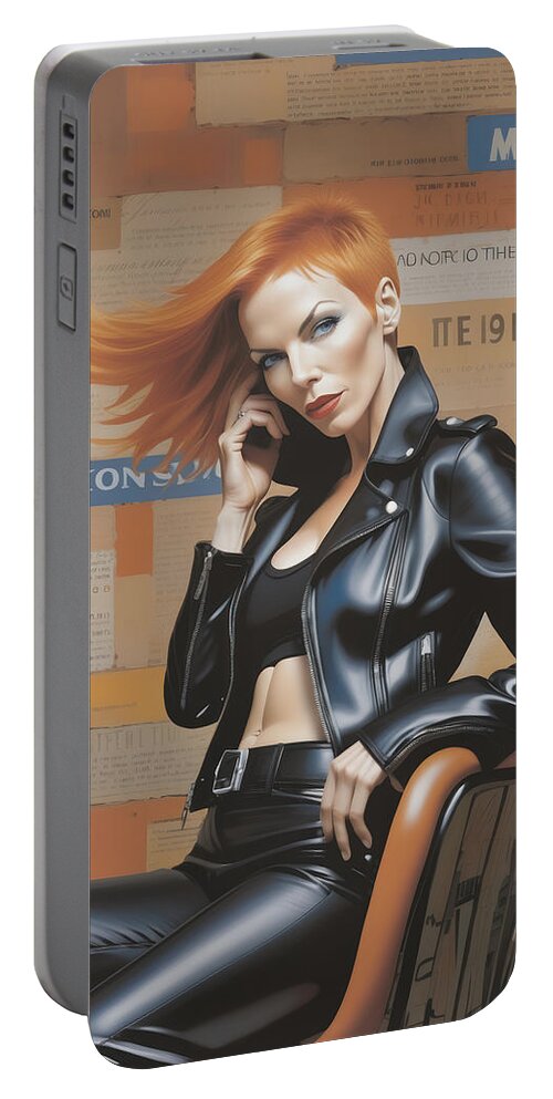 Chair Portable Battery Charger featuring the painting Sweet Dreams of Annie Lennox No.2 by My Head Cinema