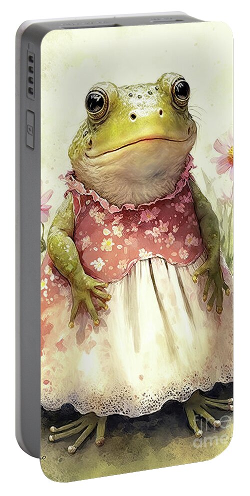 Bullfrog Portable Battery Charger featuring the painting Sweet Little Amelia by Tina LeCour