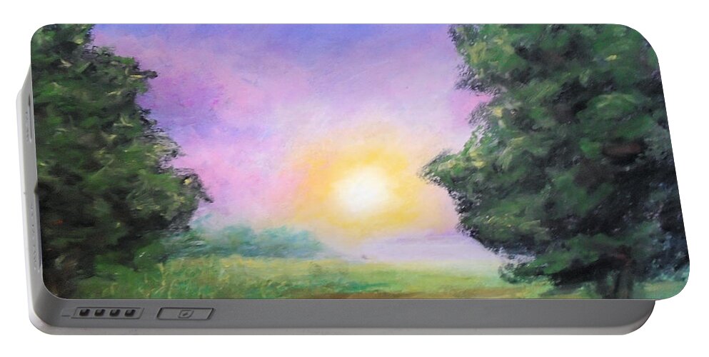 Summer Portable Battery Charger featuring the painting Sweet Summer Haze by Jen Shearer