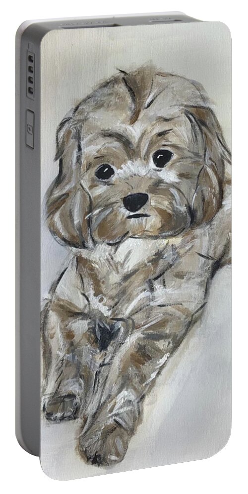 Dog Acrylic Painting Portable Battery Charger featuring the painting Sweetie by Susanna Schorr
