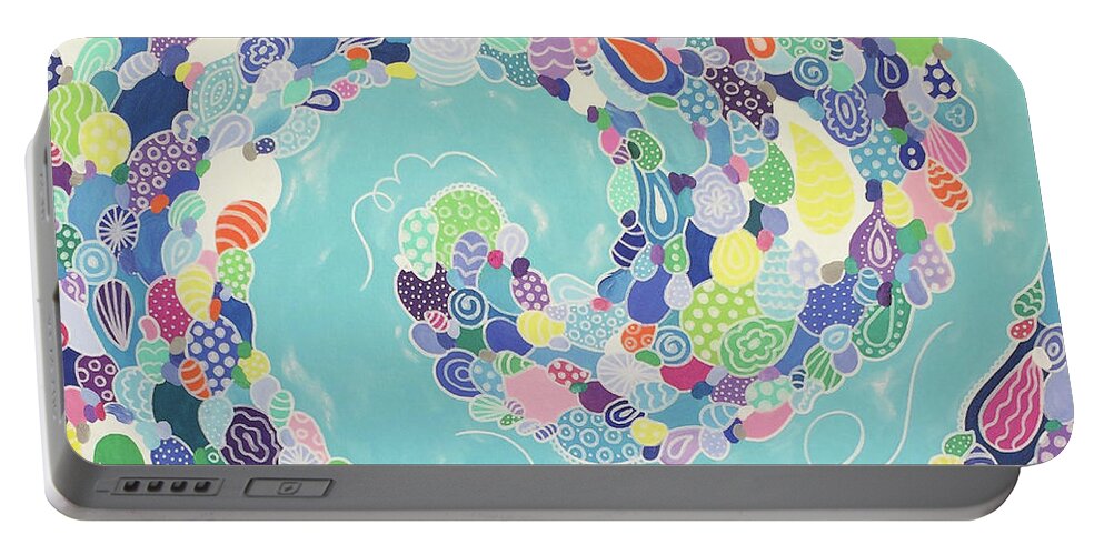 Pattern Art Portable Battery Charger featuring the painting Swirling Medley by Beth Ann Scott