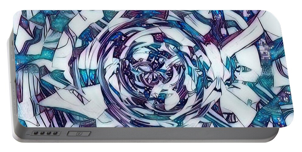 Abstract Art Portable Battery Charger featuring the digital art Swirls of Blue by Kathie Chicoine