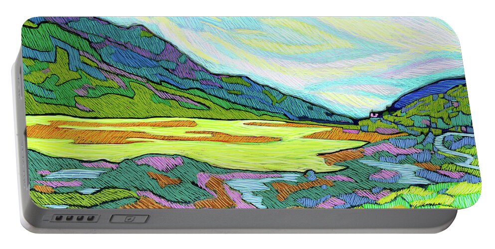 Switzerland Portable Battery Charger featuring the painting Swiss Mountain Lake by Rod Whyte