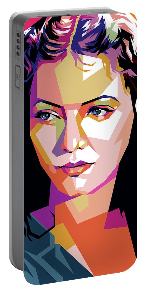 Sylvia Portable Battery Charger featuring the mixed media Sylvia Sidney by Stars on Art