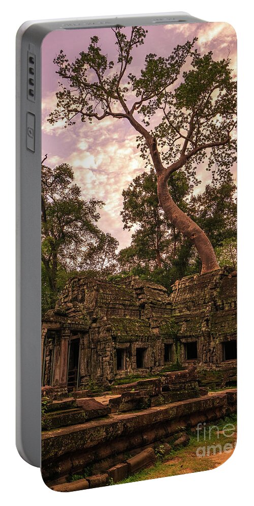 Cambodia Portable Battery Charger featuring the photograph Ta Phrom Massive Tree by Mike Reid