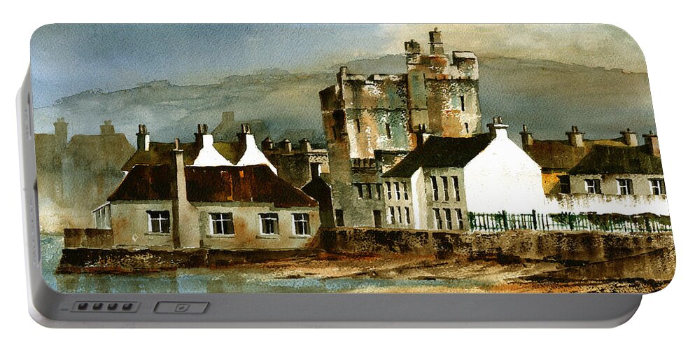  Portable Battery Charger featuring the painting Taafes Castle, Carlingford by Val Byrne