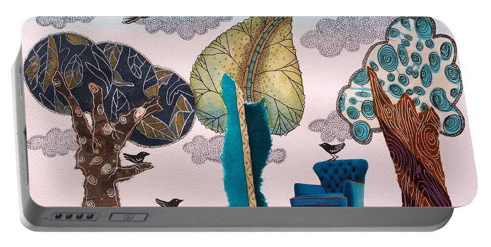 Nature Portable Battery Charger featuring the mixed media Take a rest in Spring by Graciela Bello