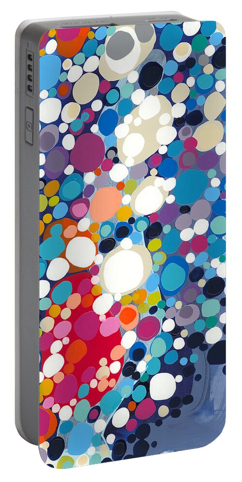 Abstract Portable Battery Charger featuring the painting Tall Drink of Fun by Claire Desjardins