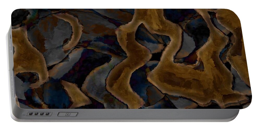 Tan Portable Battery Charger featuring the digital art Tan Gray Abstract by Delynn Addams