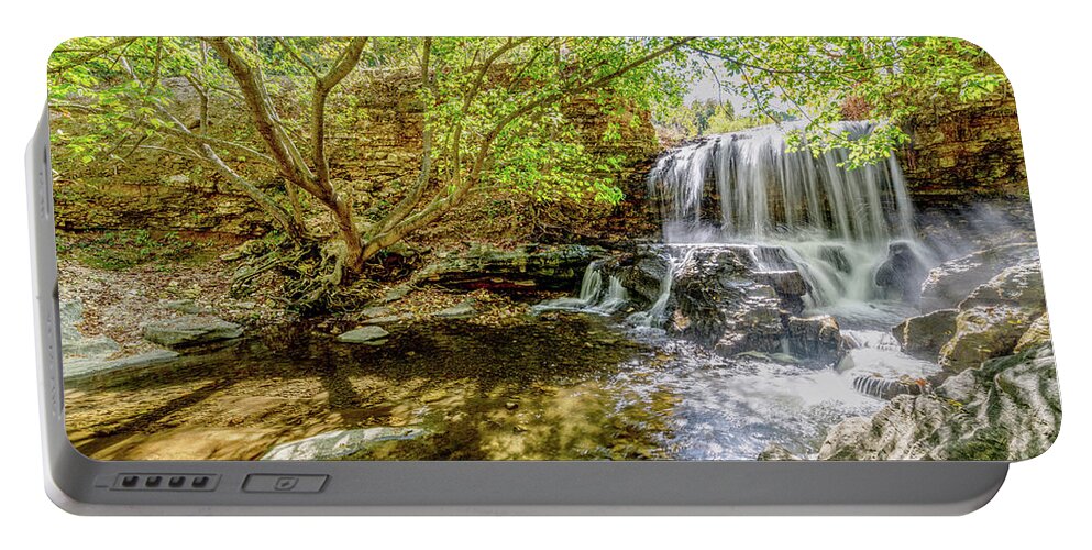 Tanyard Creek Nature Trail Portable Battery Charger featuring the photograph Tanyard Creek Waterfall To The Side by Jennifer White