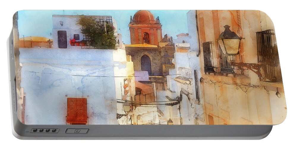 Tarifa Portable Battery Charger featuring the painting Tarifa, Spain - 31 by AM FineArtPrints