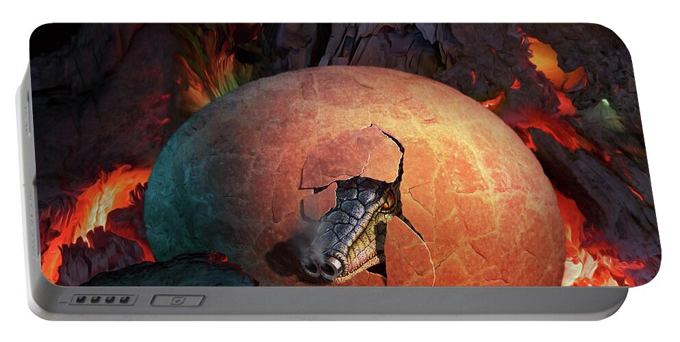 Elp Portable Battery Charger featuring the digital art Tarkus Legacy 11-The Egg Chamber by Jerry LoFaro