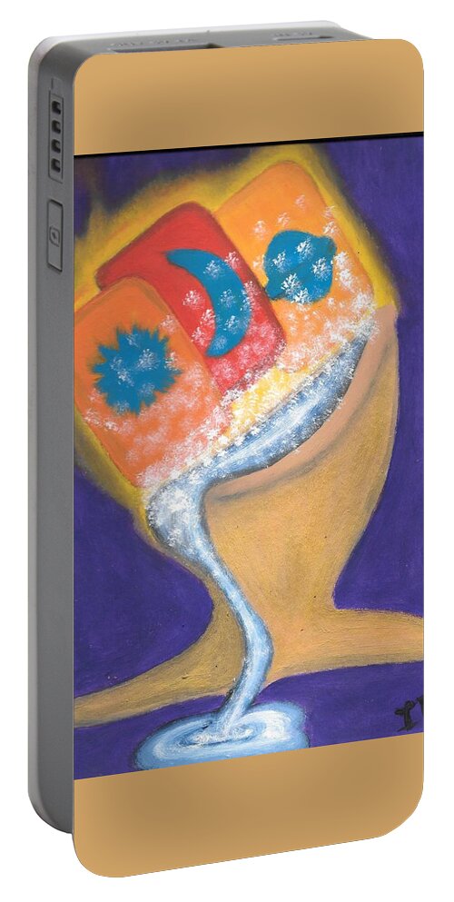 Tarot Portable Battery Charger featuring the painting Tarot Tied by Esoteric Gardens KN