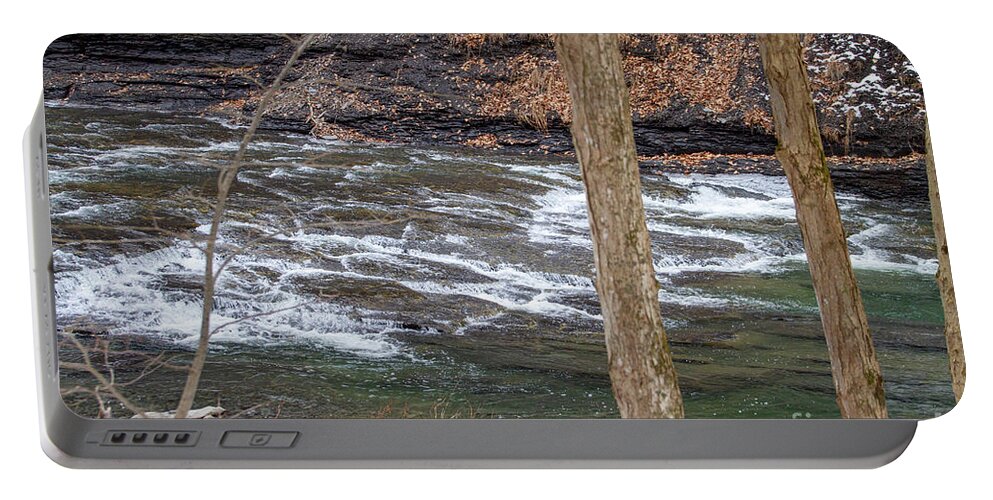 Water Freshwater Gorge Taughannock Cayuga Lake Finger Lakes Nature Winter Stream Rocks Landscape Waterfall Portable Battery Charger featuring the photograph Taughannock Falls Gorge Trail 26 by William Norton